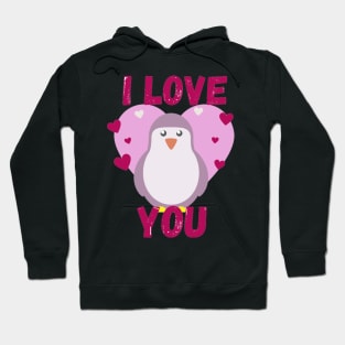 Purple penguin I love you Hoodie